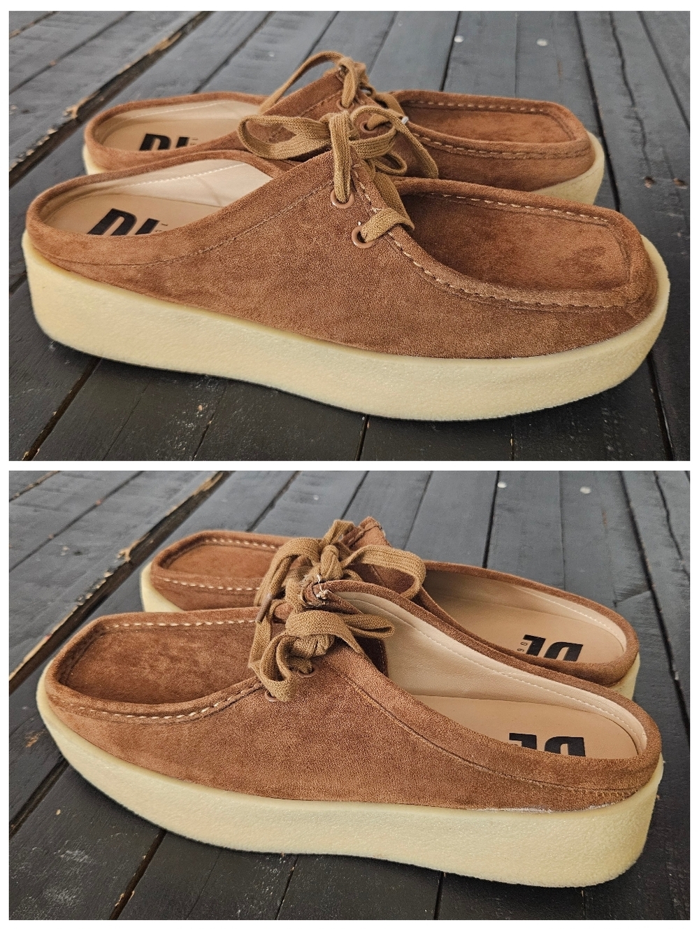 Dirty Laundry DL Tan Brown Suede Casual Slip On Platform Womens 10 Mules Moc Toe
